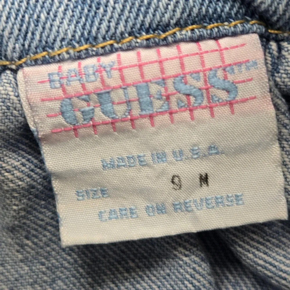 Vintage Baby Guess Denim‎ Bubble Romper One Piece Overalls 9 Months USA Made